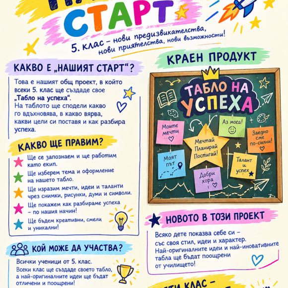 „НАШИЯТ СТАРТ“ -петокласниците поемат по нов път!